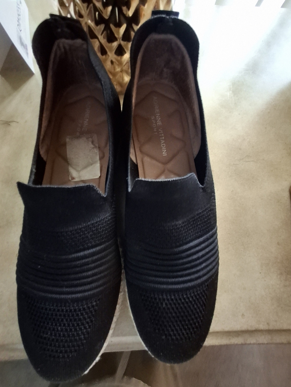 Adrienne Vittadini Black Slip-On Knit Loafers